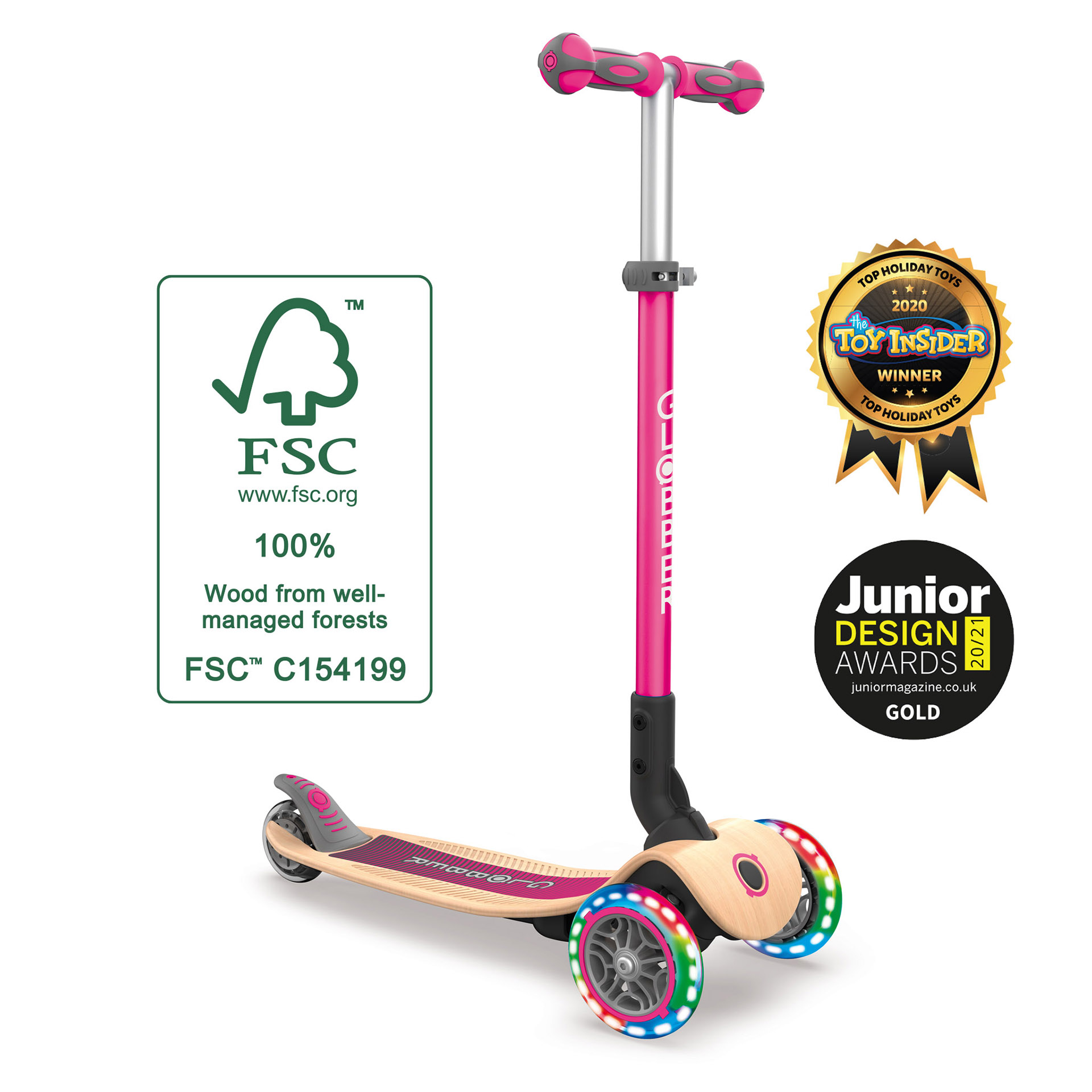 Wooden Scooter: PRIMO FOLDABLE WOOD LIGHTS – Globber